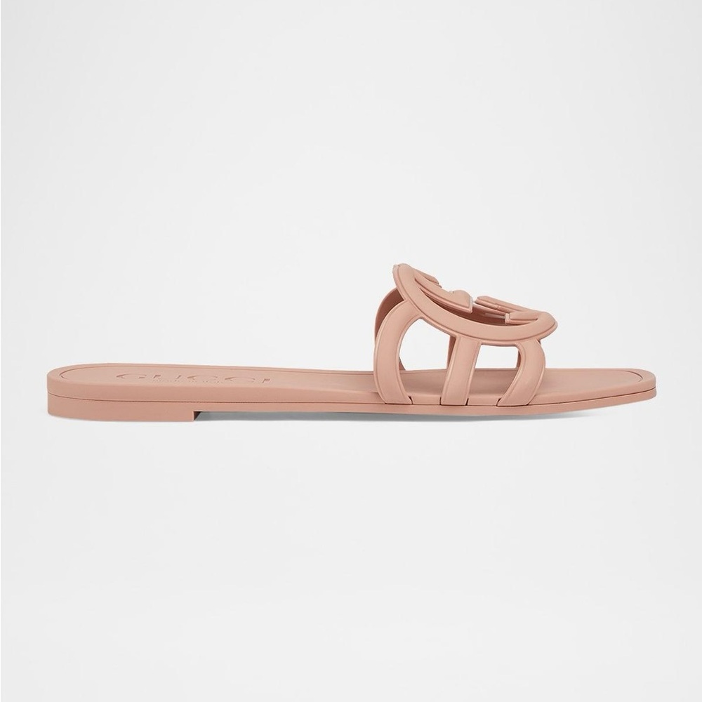 Gucci Nude Pink Interlocking G Slide Sandals - Picture 7 of 11